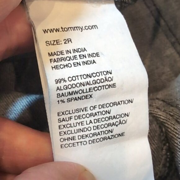 Tommy Hilfiger Low Rise Bootcut Jeans Flap Patch Pocket Striated Dark Wash Denim - Picture 10 of 11